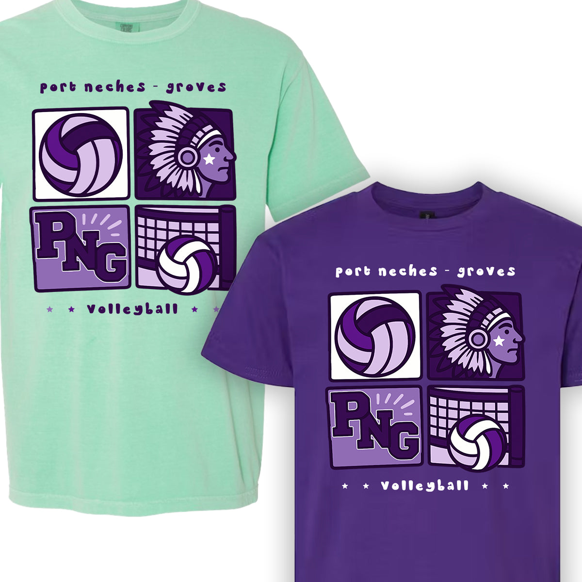PNG Volleyball Funky Blocks Graphic Tee
