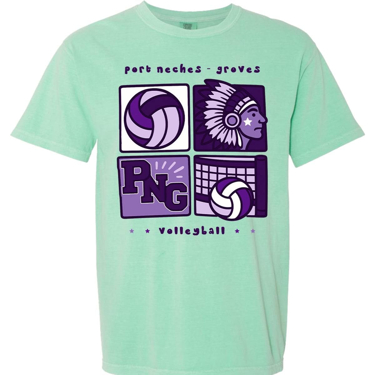 PNG Volleyball Funky Blocks Graphic Tee